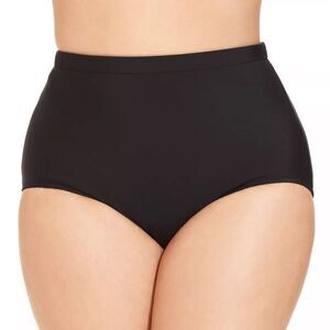 Swim Solutions Plus Size Mid-Rise Tummy-Control Swim Bottoms Black Size 22W New